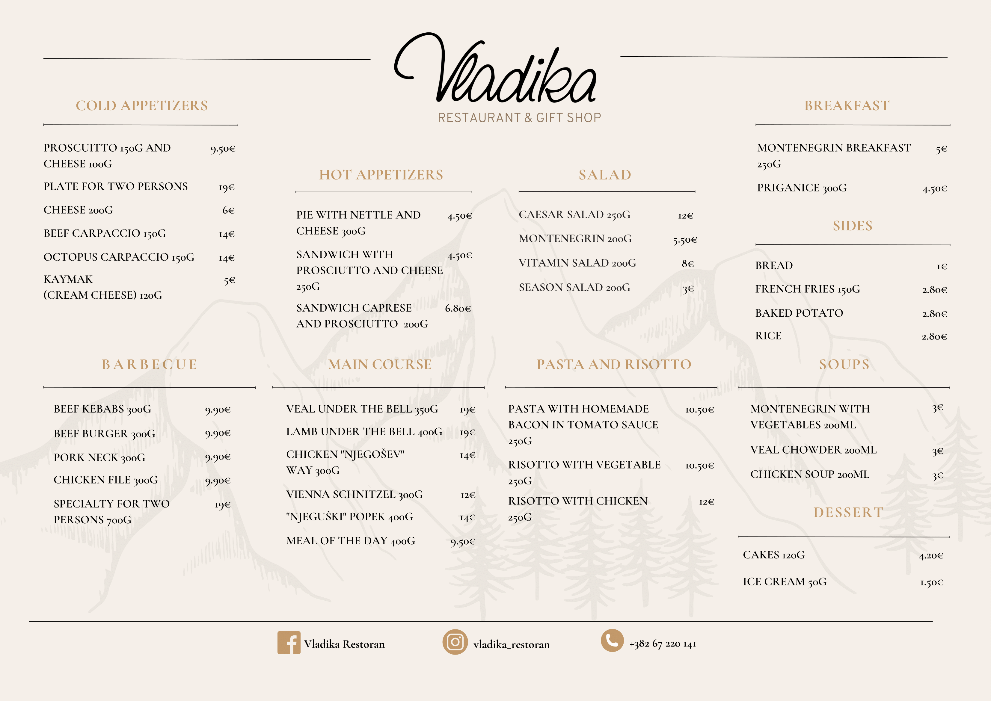 Vladika menu